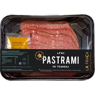 pastrami de vacuno joven Dos Primaveras bandeja 130 g + salsa mostaza miel 20 gr - La Finca
