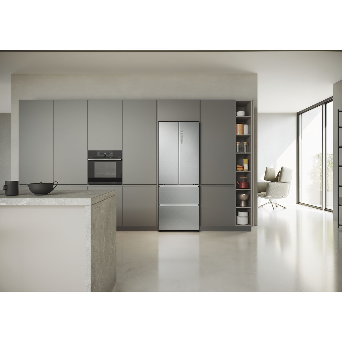 Frigorífico Americano Haier de 4 Portas Série 5 HFR5719ENMG No Frost MyZone Plus French Door 70 de 190 cm - Silver Inox-19
