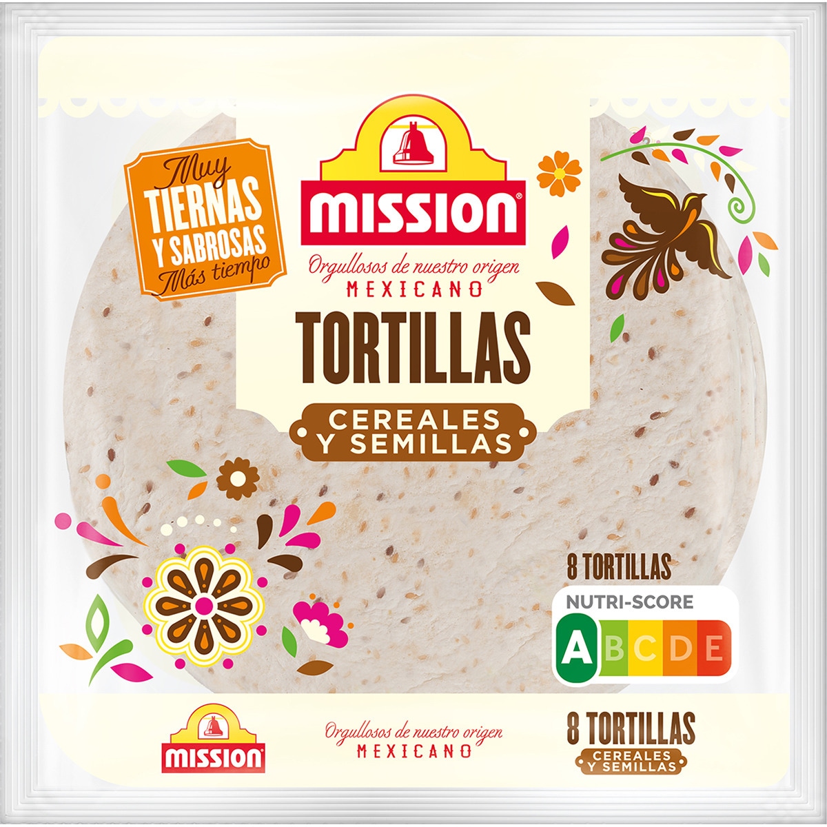 tortillas de cereales y semillas 8 unidades paquete 320 g