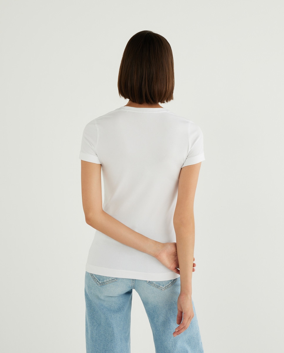 Camiseta de mujer logo mini cuello redondo - Guess - Blanco Blanco-2