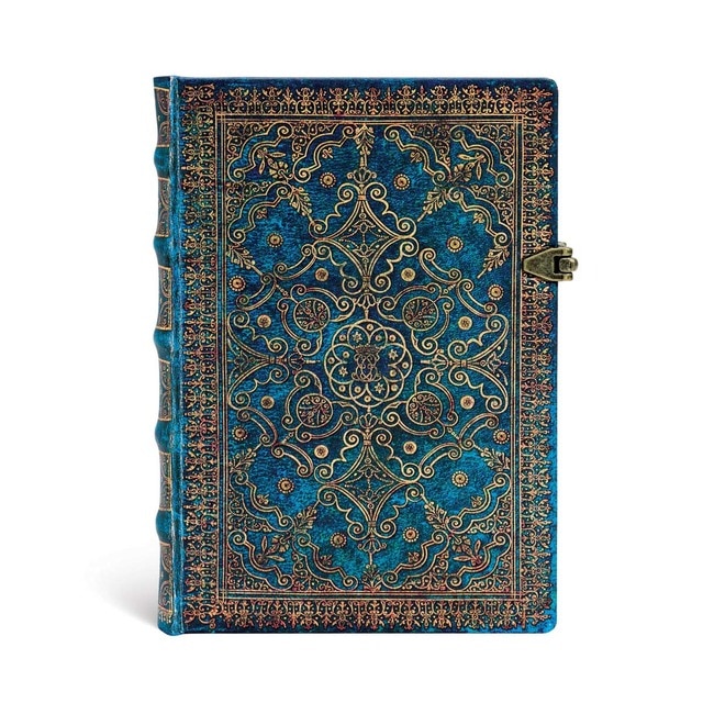 Imagen 0 de Libreta Midi Rayado Horizontal Cierre con Broche Azur Paperblanks Azules y Dorados
