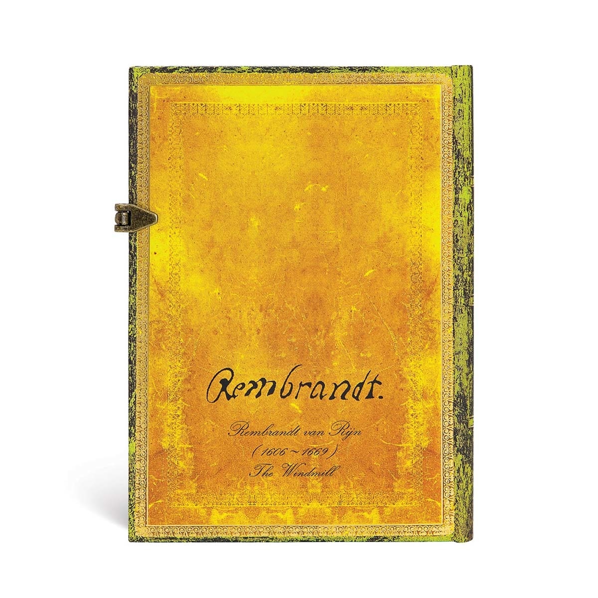 Libreta Midi Liso Cierre con Broche 350 Aniversario de Rembrandt Paperblanks Amarillos y Verdes Amarillo / Verde-4