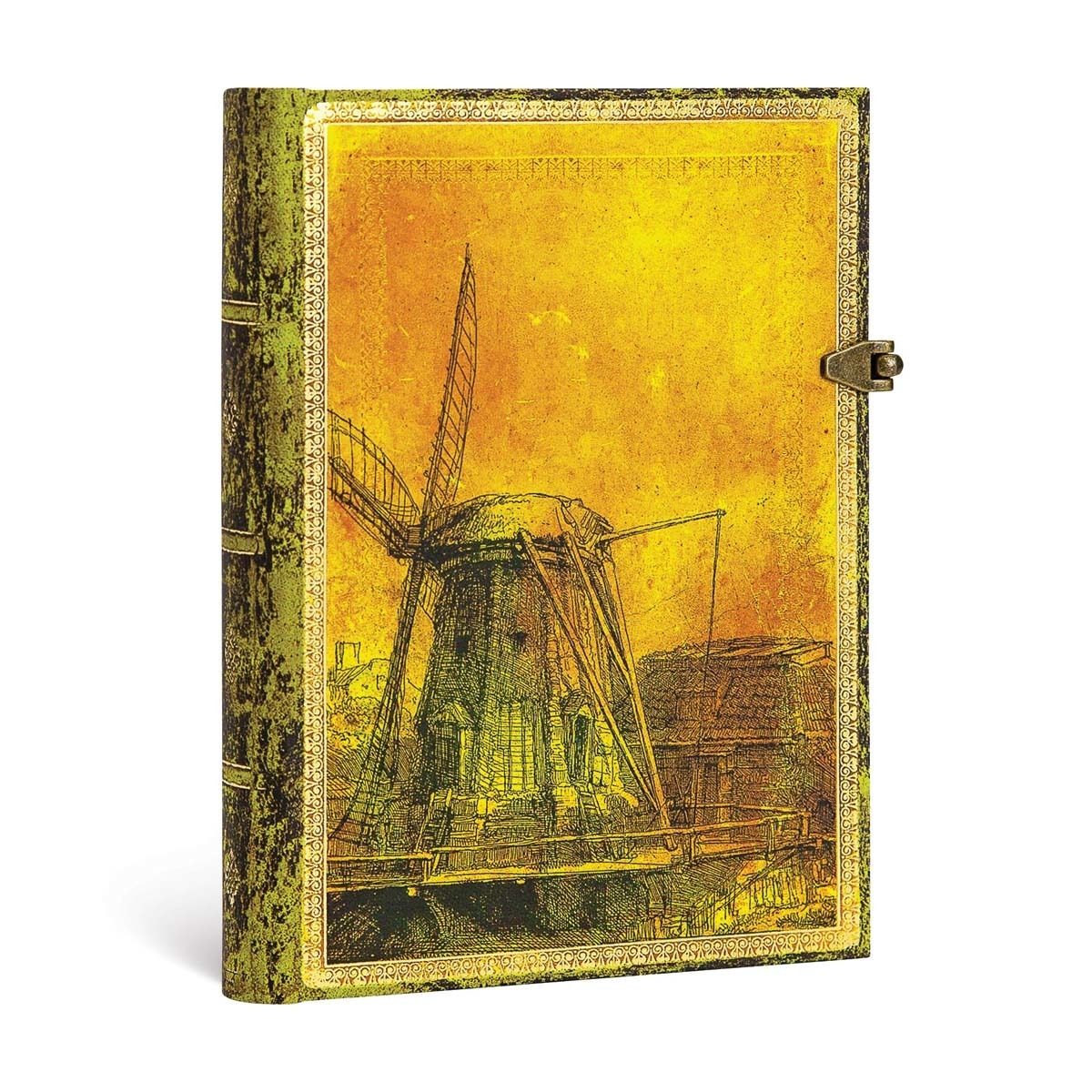 Libreta Midi Liso Cierre con Broche 350 Aniversario de Rembrandt Paperblanks Amarillos y Verdes Amarillo / Verde-2