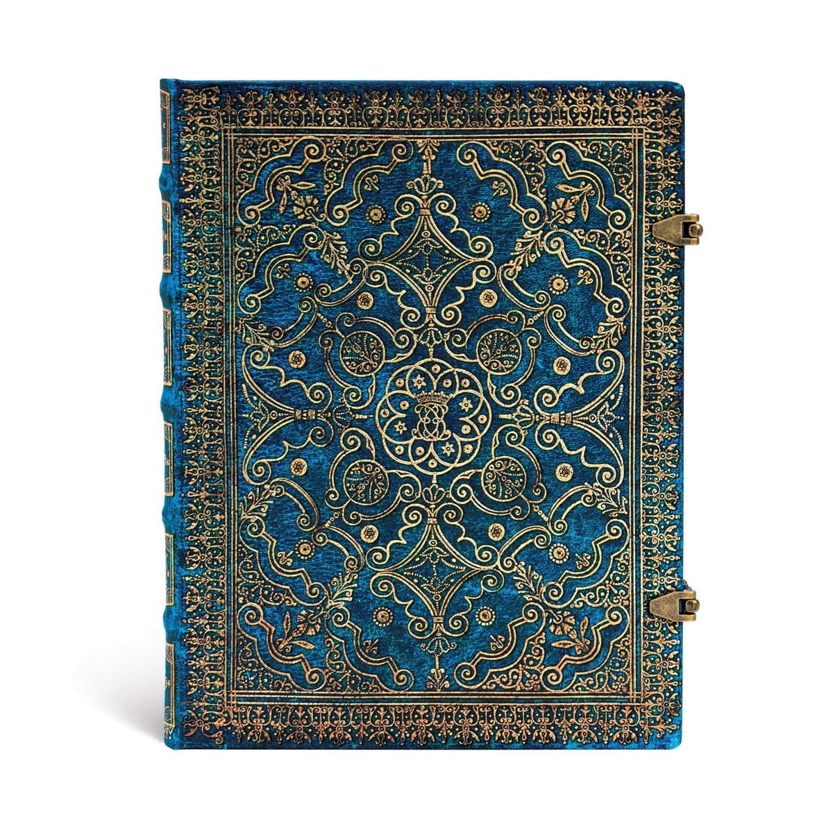 Libreta Ultra Rayado Horizontal Cierre con Broche Azur Paperblanks Azules y Dorados Azul / Dorado-1