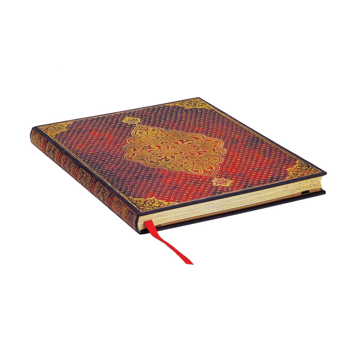 Libreta Ultra Liso Cierre con Banda Elástica Trifolio Dorado Paperblanks Dorados y Rojos Dorado-3