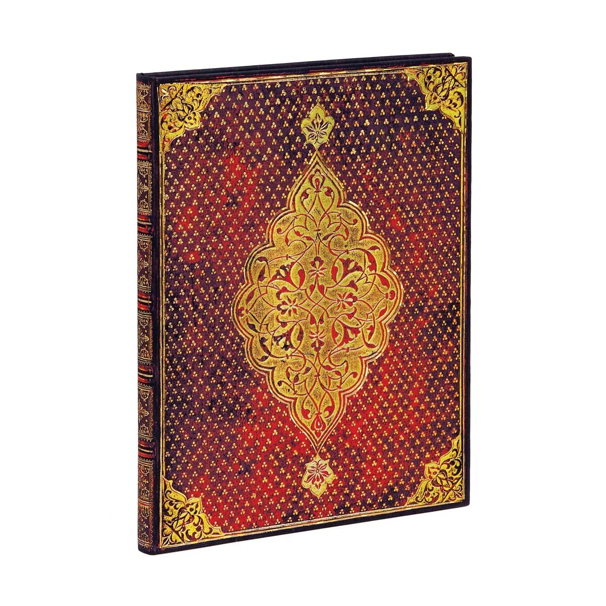 Libreta Ultra Liso Cierre con Banda Elástica Trifolio Dorado Paperblanks Dorados y Rojos Dorado-2