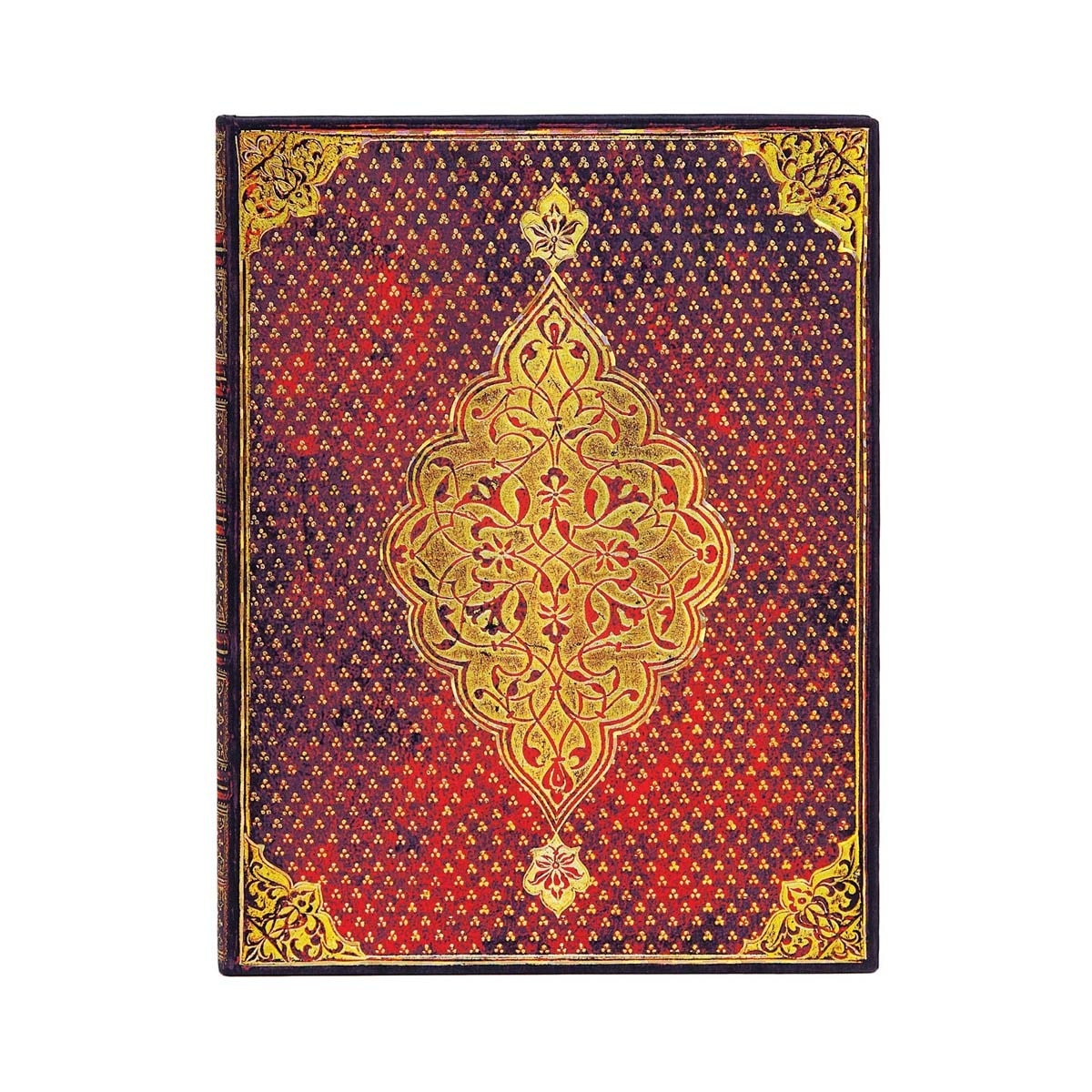 Libreta Ultra Liso Cierre con Banda Elástica Trifolio Dorado Paperblanks Dorados y Rojos Dorado-1