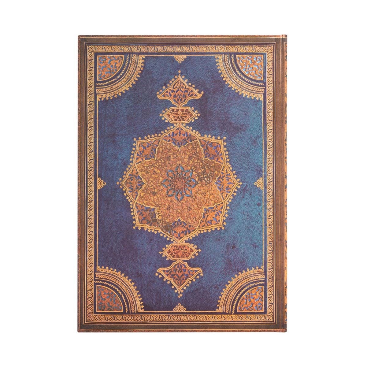 Libreta Grande Liso Cierre con Banda Elástica Safavid Índigo Paperblanks Azules y Dorados Azul / Dorado-4
