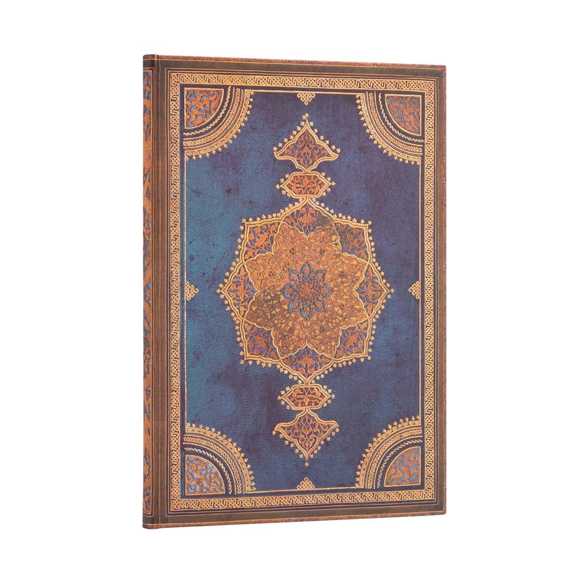 Libreta Grande Liso Cierre con Banda Elástica Safavid Índigo Paperblanks Azules y Dorados Azul / Dorado-2
