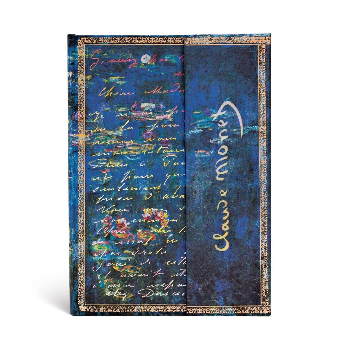 Libreta Midi Rayado Horizontal Cierre con Solapa Magnética Monet (Nenúfares)-Carta a Morisot Paperblanks Azules Azul-1