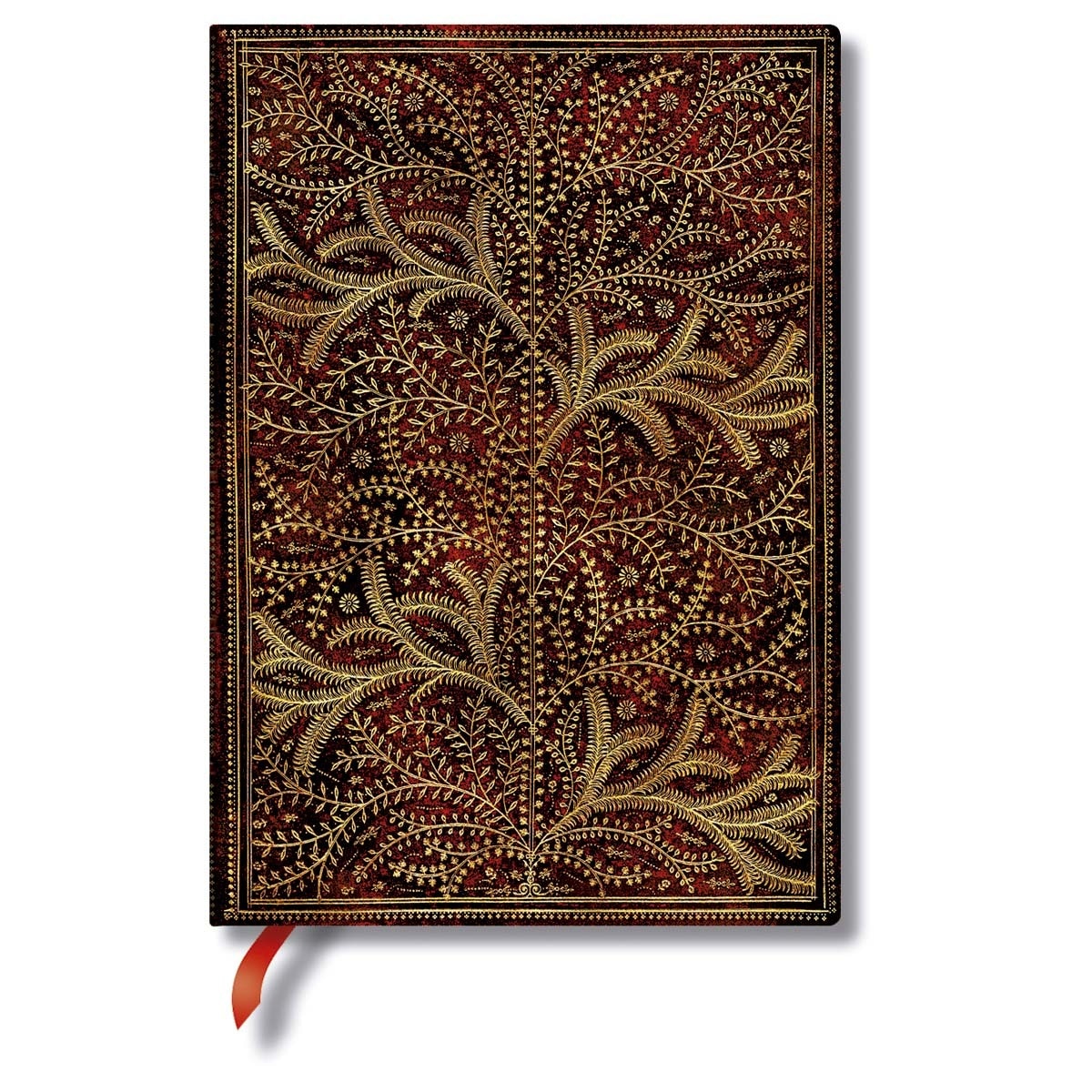 Libreta Midi Liso Cierre con Banda elástica Bosque Silvestre Paperblanks Rojos y Dorados Rojo / Dorado-1