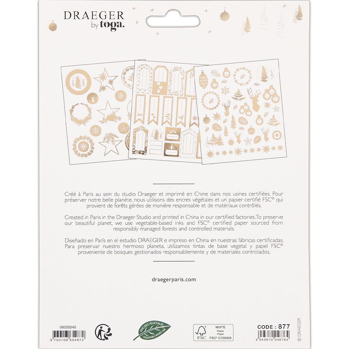Caderno com 388 Autocolantes Natalícios By Toga - Dourado Dourado / Branco-3