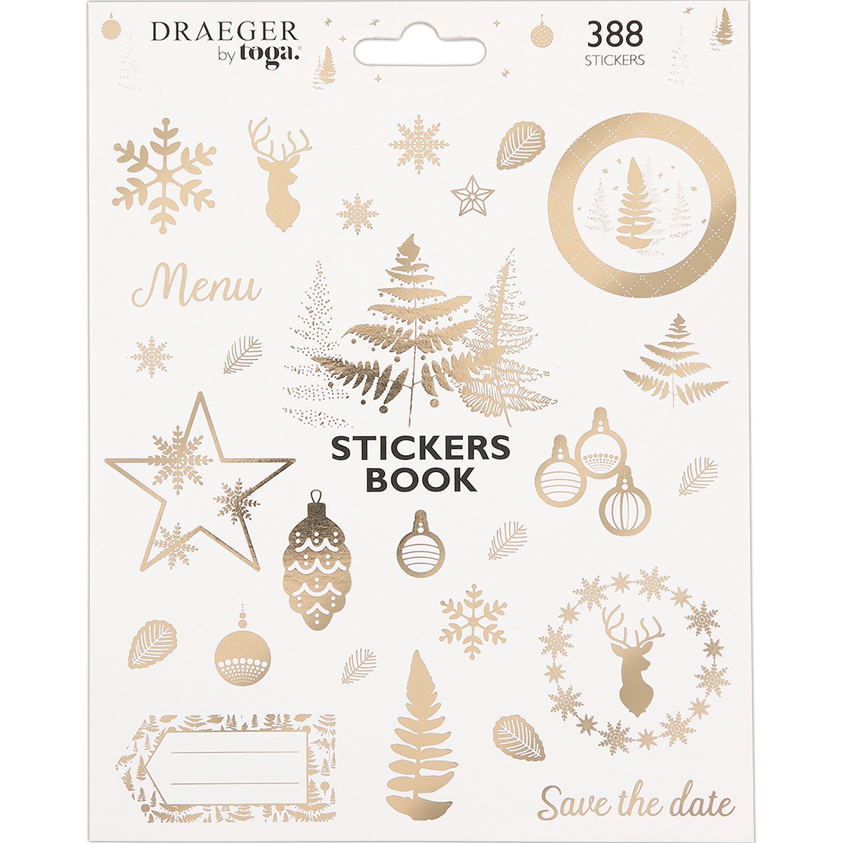 Caderno com 388 Autocolantes Natalícios By Toga - Dourado Dourado / Branco-1