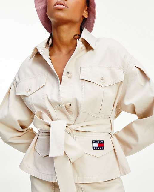 Imagen 0 de Sobrecamisa sahariana de mujer con lazada en la cintura