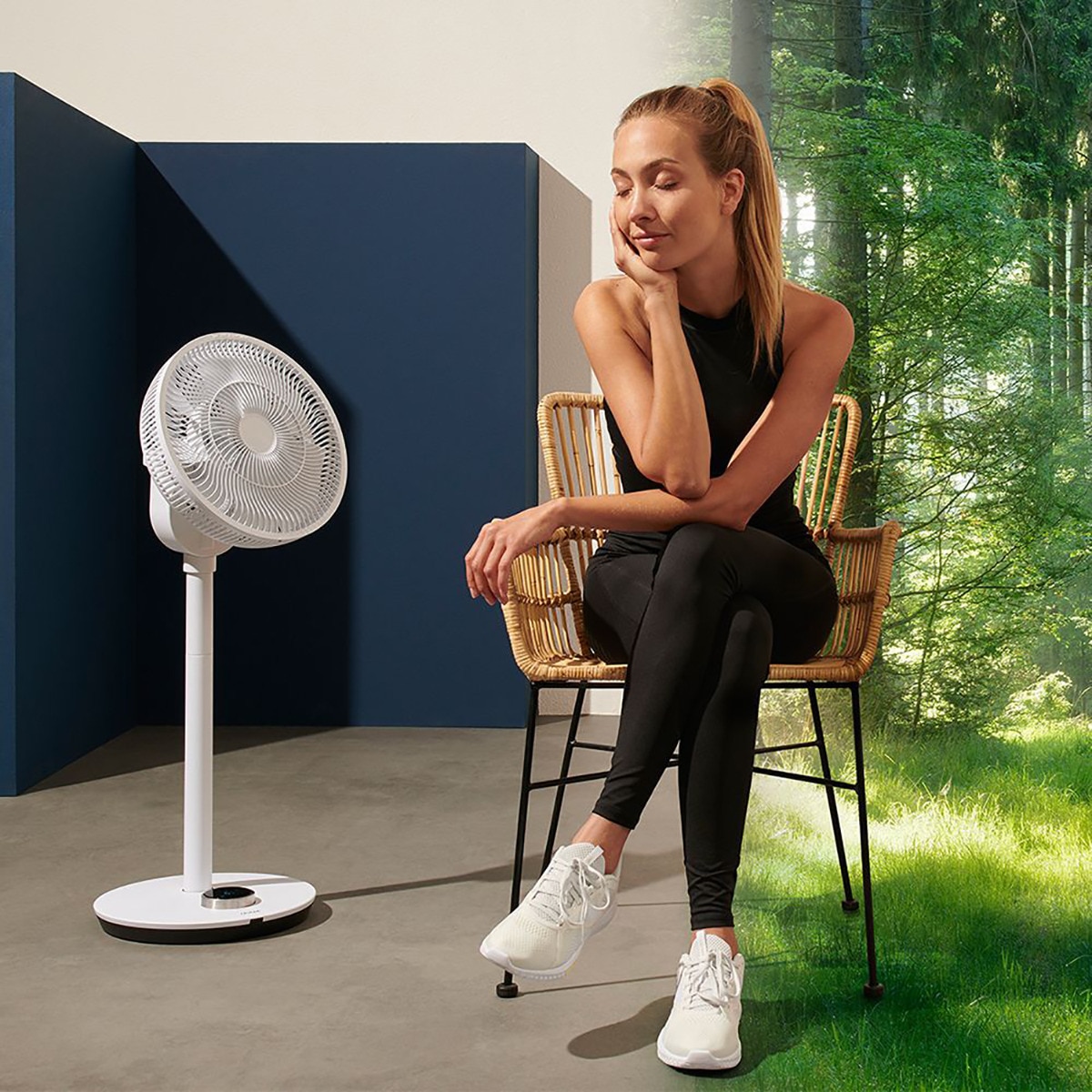 Ventilador de mesa o pie Duux DXCF13 Whisper Flex Smart + base y batería Blanco-6