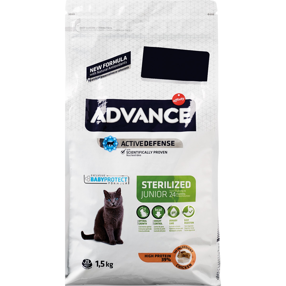 Ração para Gato Pequeno Esterilizado com Frango e Arroz embalagem 1,5 kg