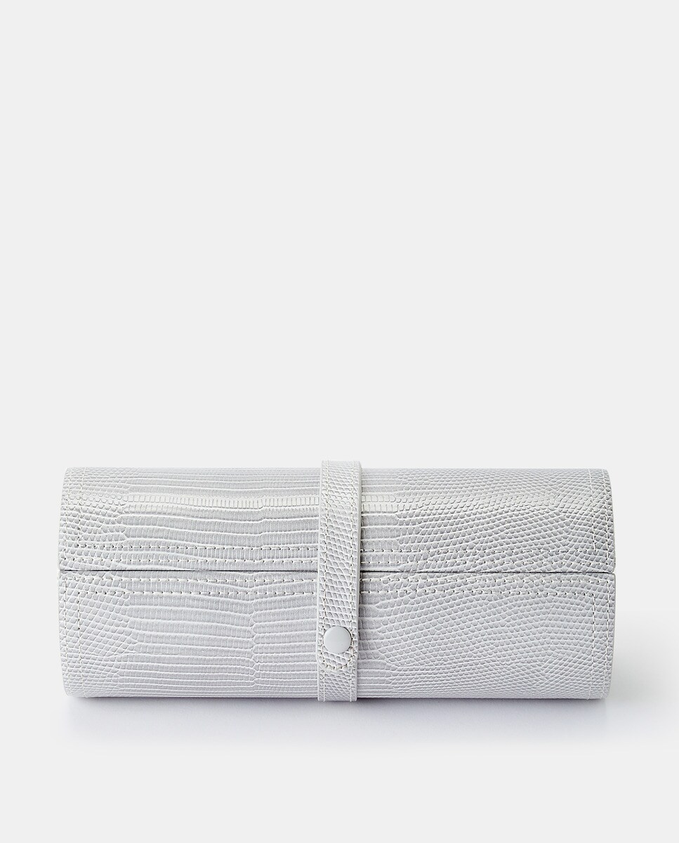 Coffret à bijoux cylindre imitation peau de lézard