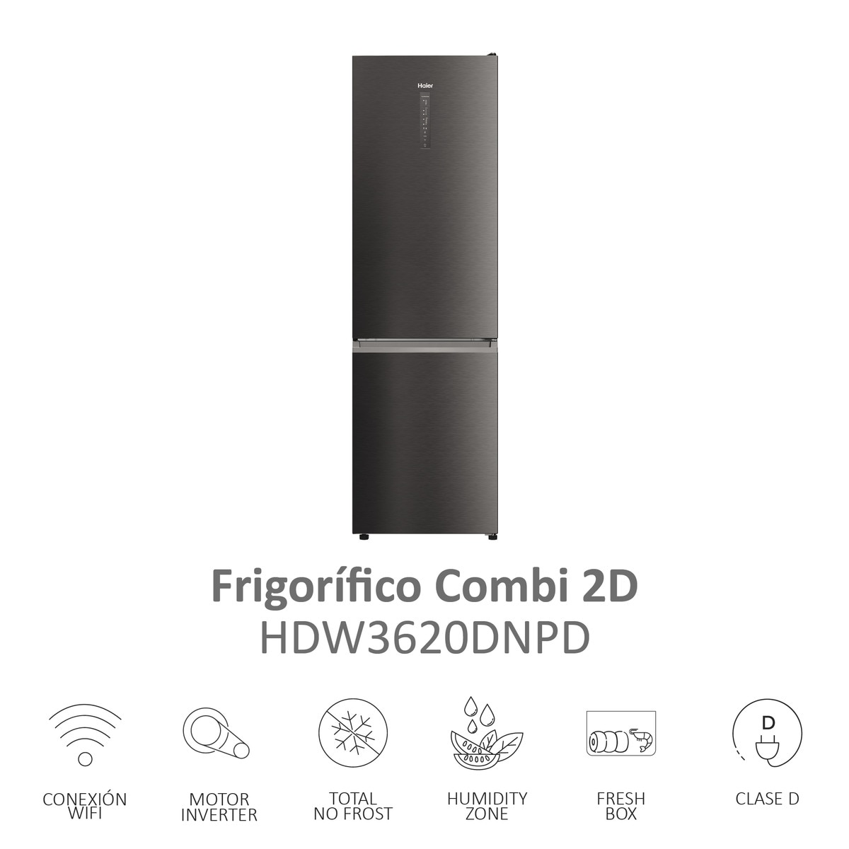 Frigorífico Combi Haier Total No Frost con WIFI 2 D - HDW3620DNPD Dark inox-6