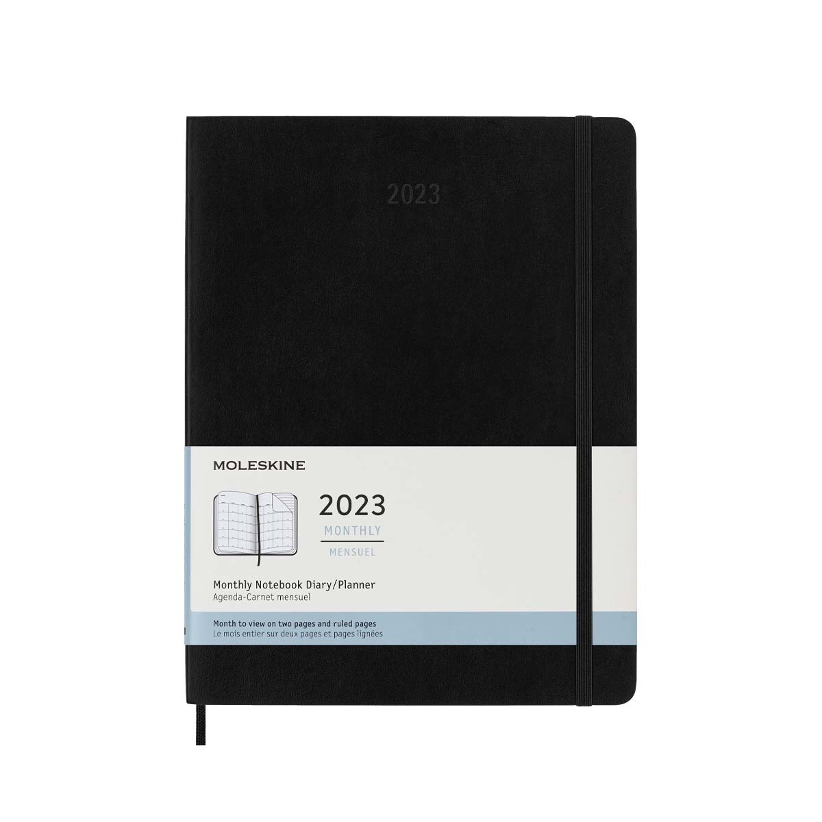 Agenda extralarge 2023 mes vista tapa dura Moleskine negro inglés