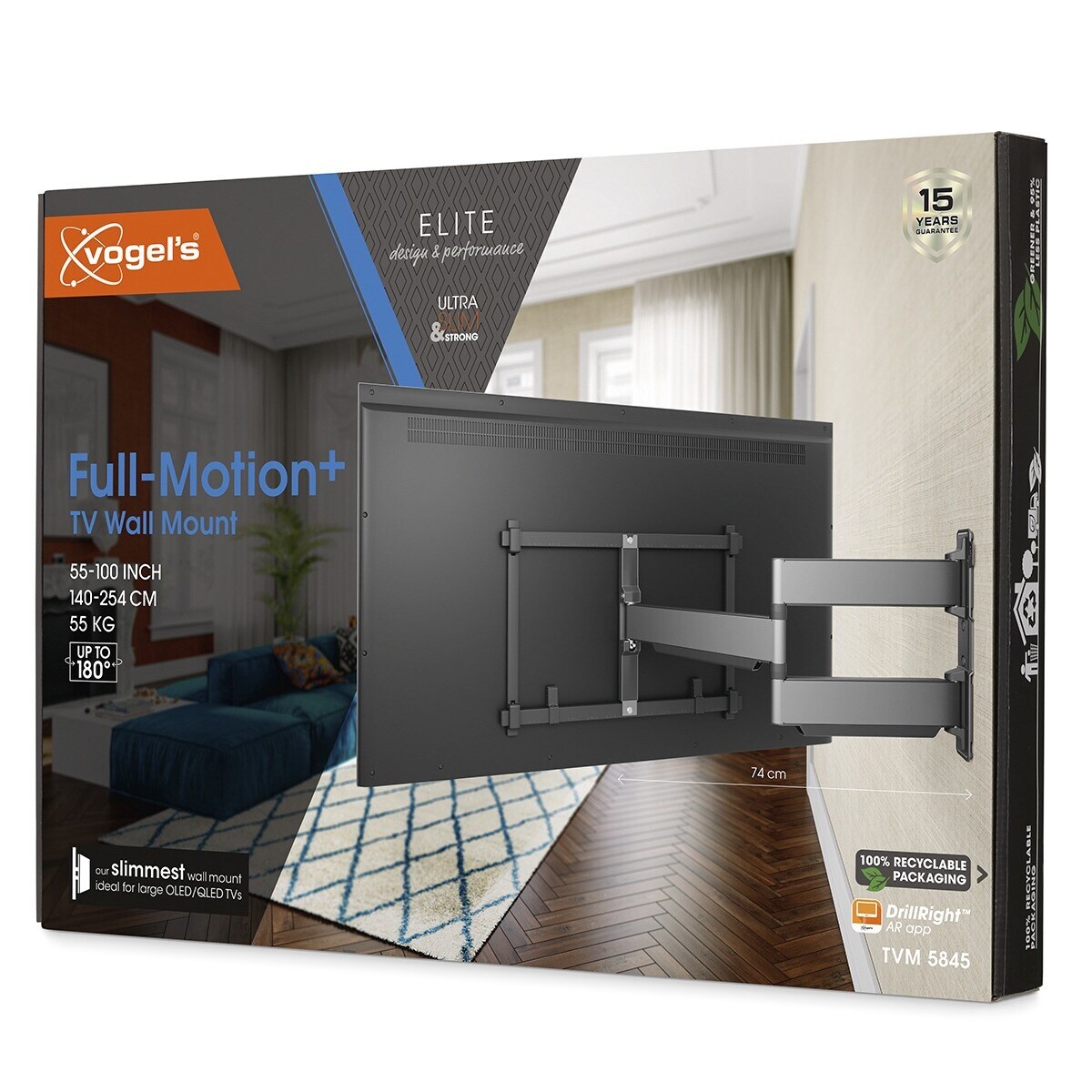 Suporte de Parede Giratória TVM 5845 da Vogel para Televisores de 55" a 100" Preto-7