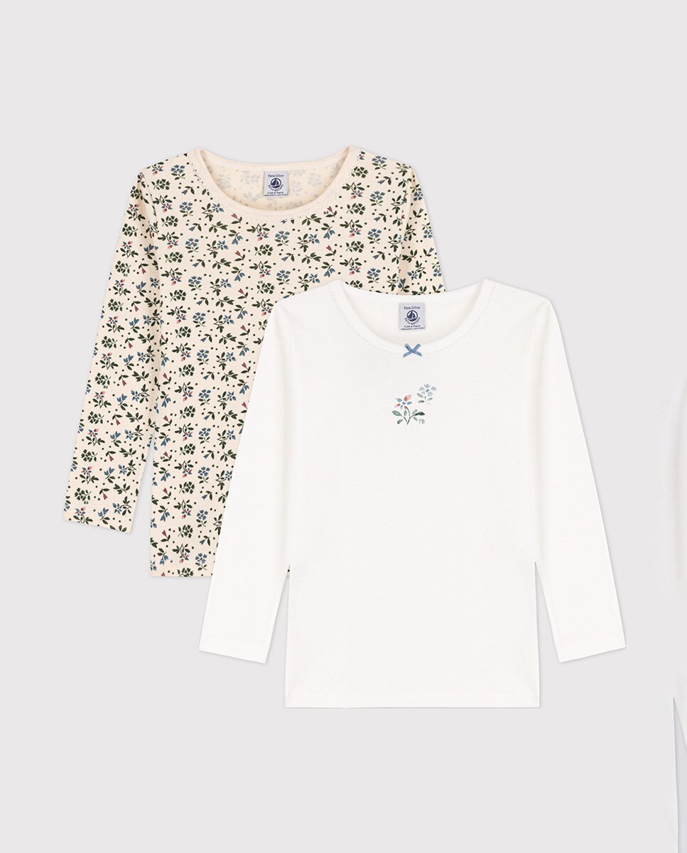 Lot de 2 tshirts à manches longues, motif fleur