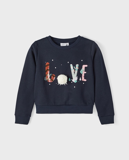 Imagen 0 de Sudadera de niña con motivos navideños y lentejuelas