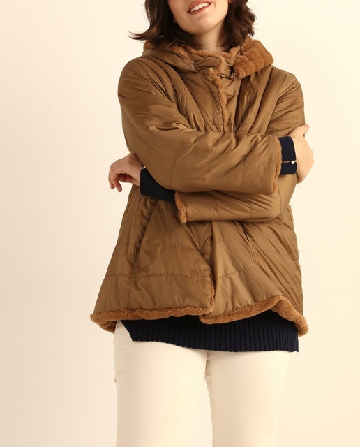 Imagen 0 de Parka de mujer talla grande con interior de pelo