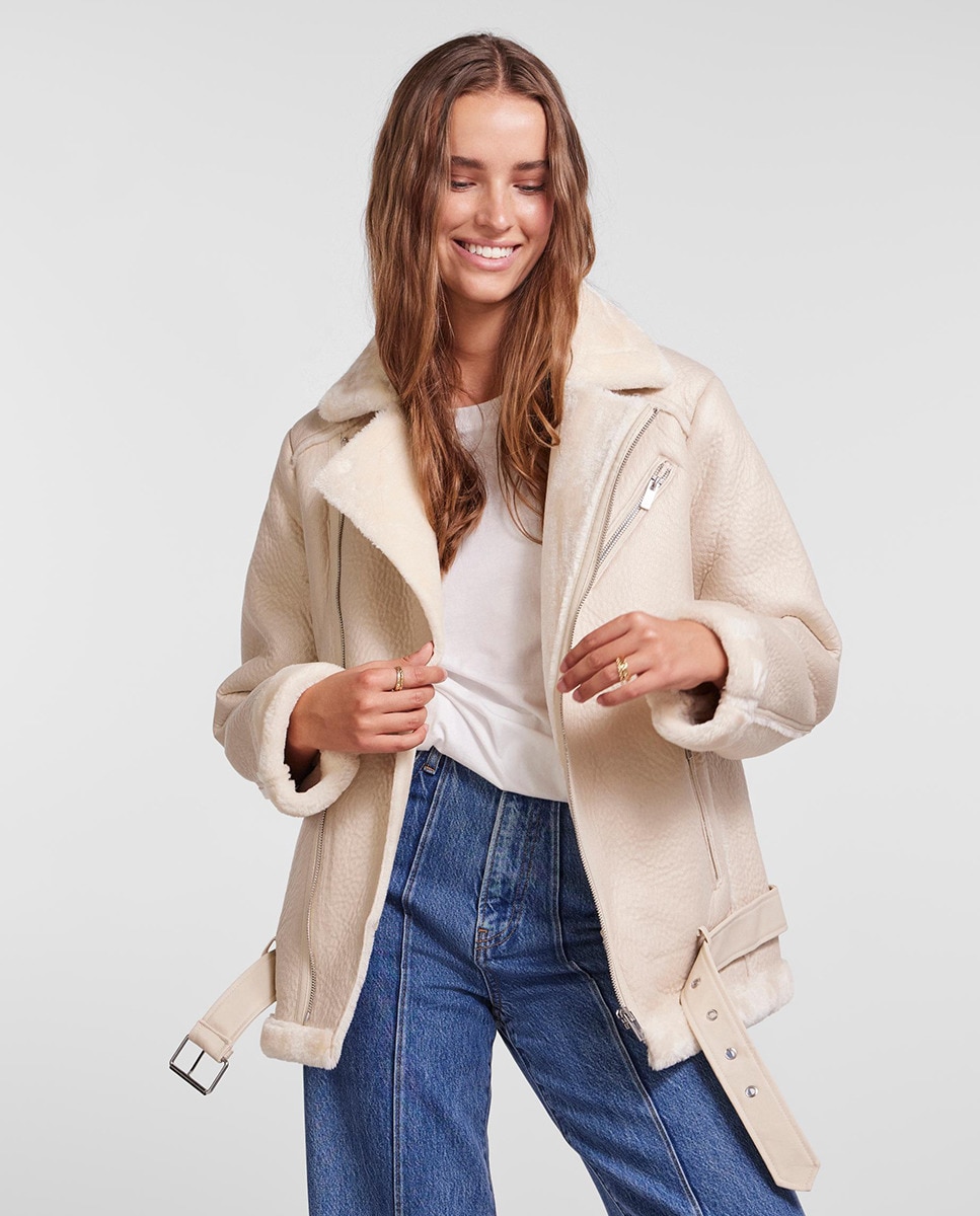 Veste imitation cuir double face à revers