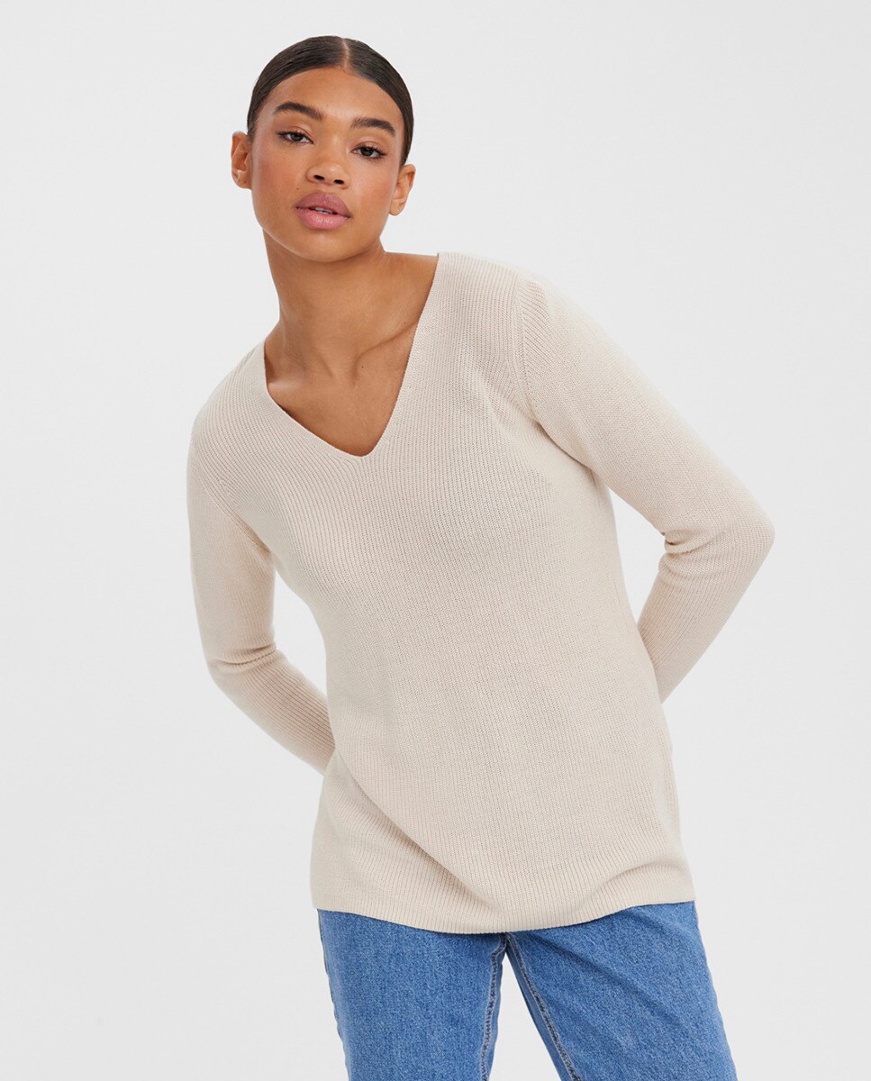 Pull à manches longues et col en V