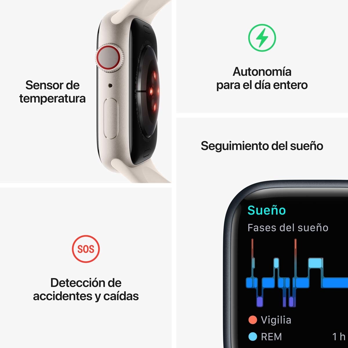Apple Watch Series 8 GPS + Cellular 41mm con caja de acero inoxidable en plata y pulsera Milanese Loop en plata Plata-6