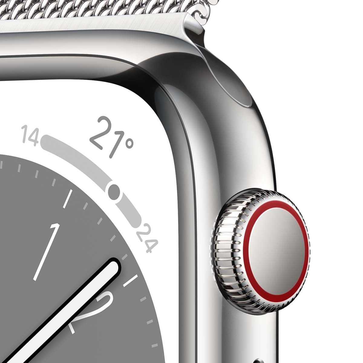 Apple Watch Series 8 GPS + Cellular 41mm con caja de acero inoxidable en plata y pulsera Milanese Loop en plata Plata-3