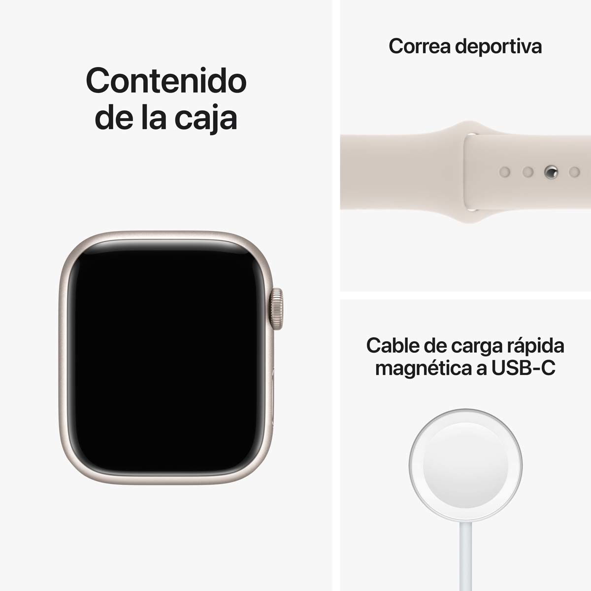 Apple Watch Series 8 GPS + Cellular 45mm con caja de aluminio blanco estrella y correa deportiva blanco estrella Blanco estrella-11