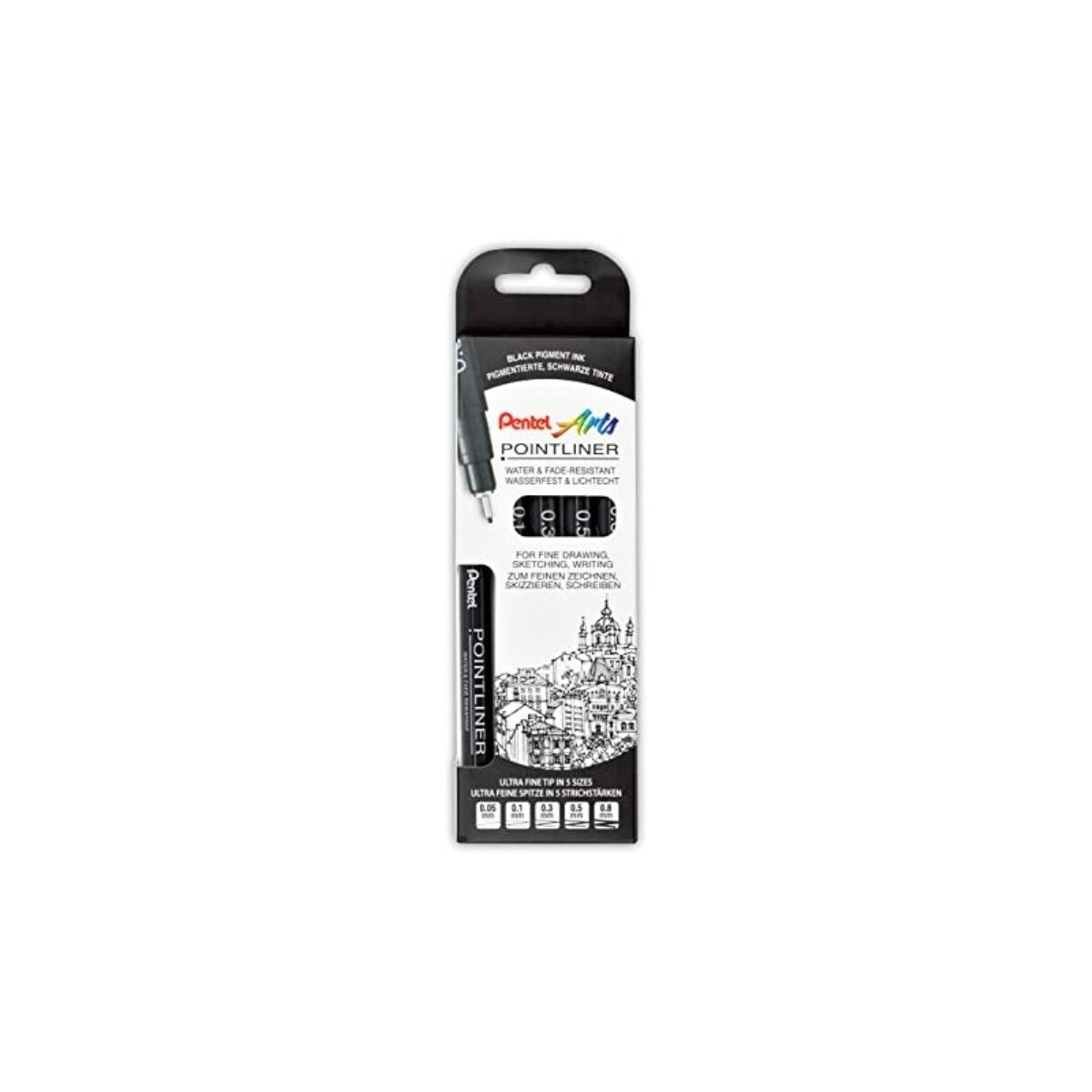 Caixa de 5 Marcadores Pointliner Pentel 1