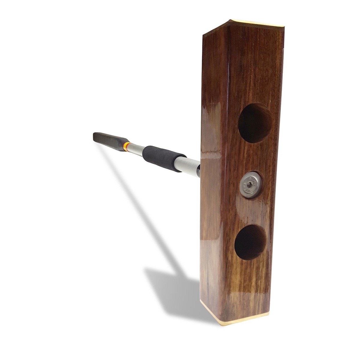 Martelo de Croquet Clássico The Brass Spot Federação Espanhola de Croquet com Cabeça de 28 cm de Sapelly, Topo de Latão e Cabo de Alumínio Castanho-3