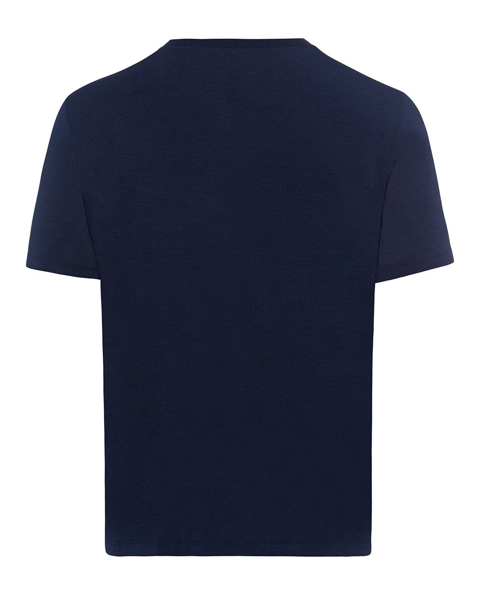 Camisola de pijama azul-marinho com decote em bico Azul-6