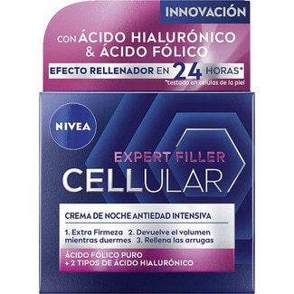 Expert Filler Cellular crema de noche antiedad intensiva tarro 50 ml con ácido fólico puro + 2 tipos de ácido hialurónico - Nivea
