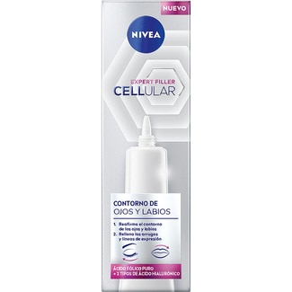 Expert Filler Cellular contorno de ojos y labios antiedad tubo 15 ml con ácido fólico puro + 2 tipos de ácido hialurónico - Nivea