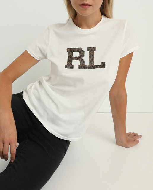 Imagen 0 de Camiseta de mujer de algodón con logo RL a contraste