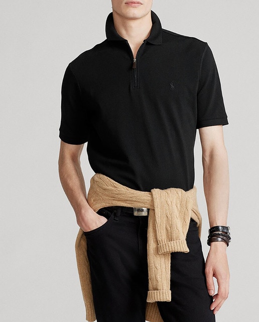 Imagen 0 de Polo de hombre slim negro de manga corta