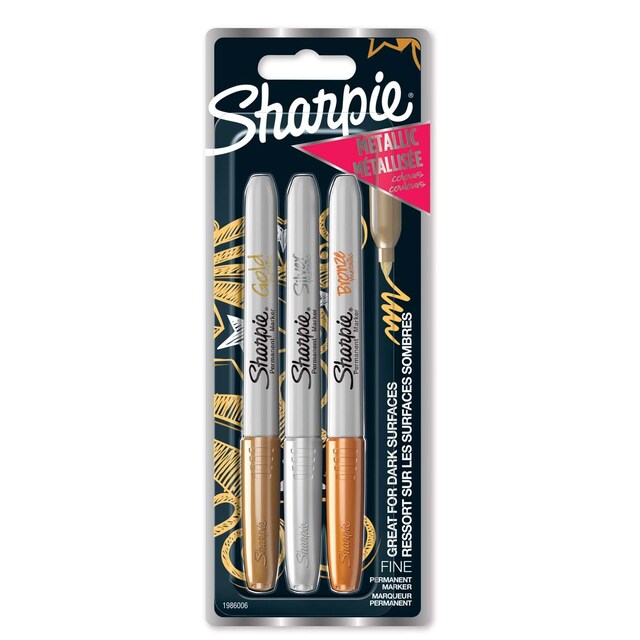 Imagen 0 de Pack de 3 marcadores permanentes Sharpie metallic en colores oro plata bronce