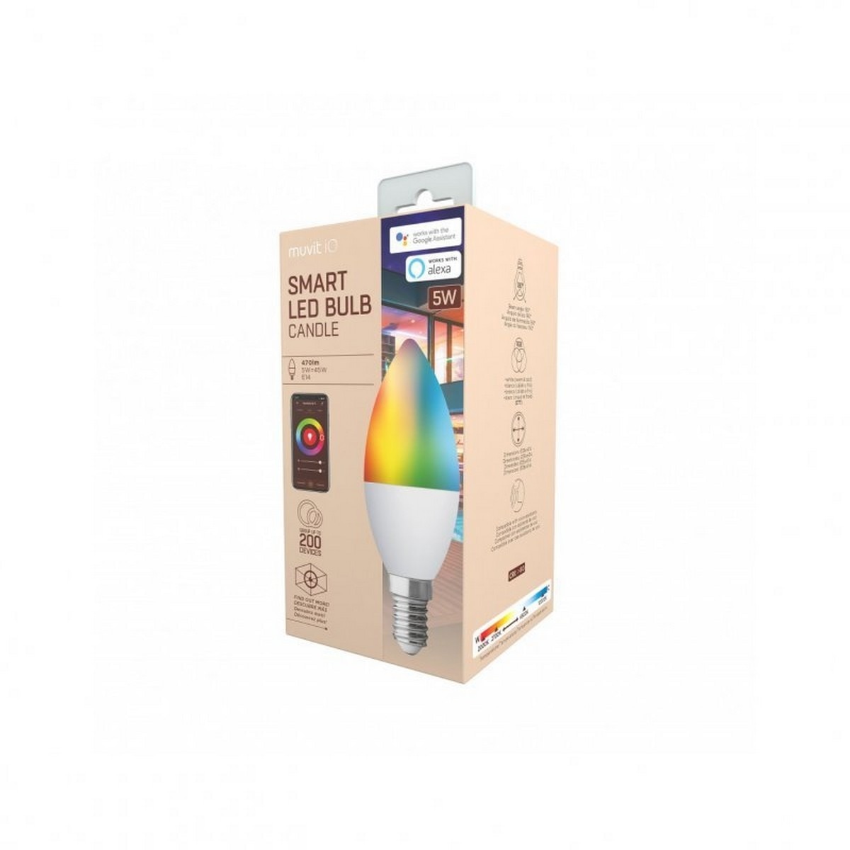 Lâmpada Inteligente Vela E14 5W RGB+Branco 4