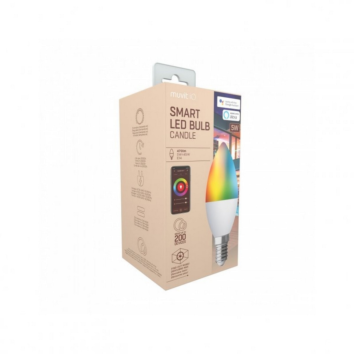 Lâmpada Inteligente Vela E14 5W RGB+Branco 3