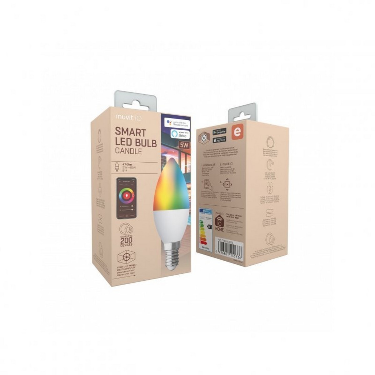 Lâmpada Inteligente Vela E14 5W RGB+Branco 2