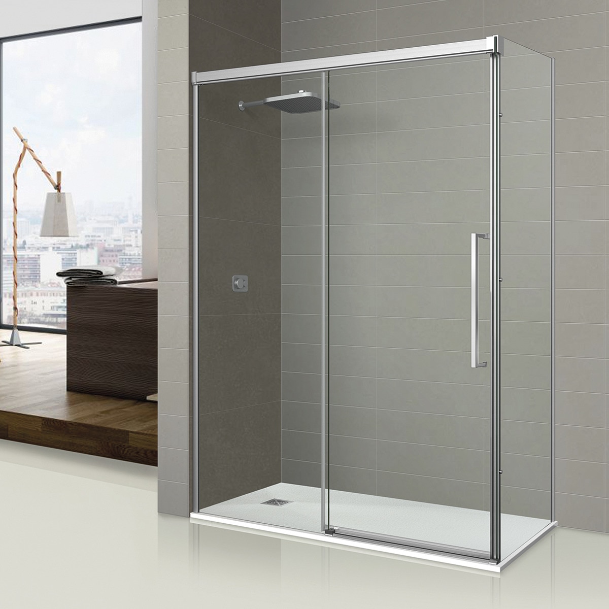 Mampara de ducha Amberes 2PL Ibermampara Cromo-1