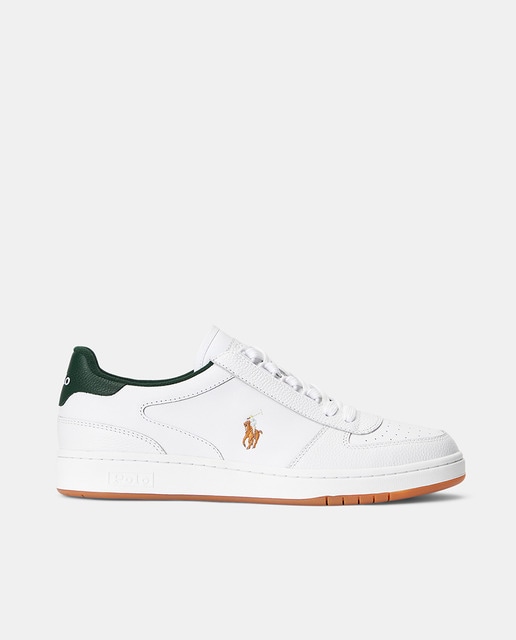 Imagen 0 de Zapatillas de hombre en blanco bajas tipo basket de piel con detalle de logotipo lateral