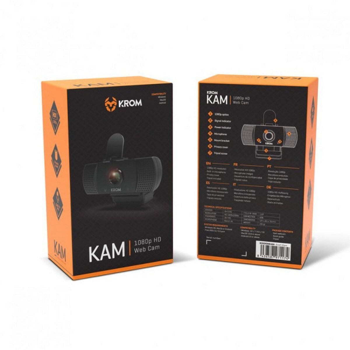 WebCam Krom Kam 1080P HD Preto-5