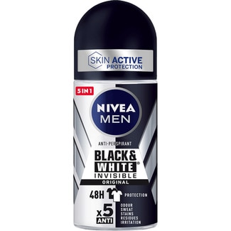 desodorante roll-on Skin Active Protection Black & White Invisible anti-manchas 48h envase 50 ml - Nivea Men