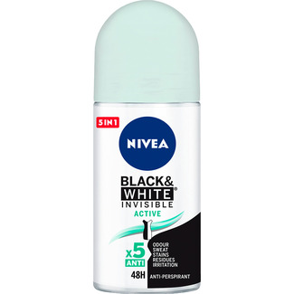 desodorante roll-on Black & White Invisible Active anti-manchas anti-transpirante 48h envase 50 ml - Nivea