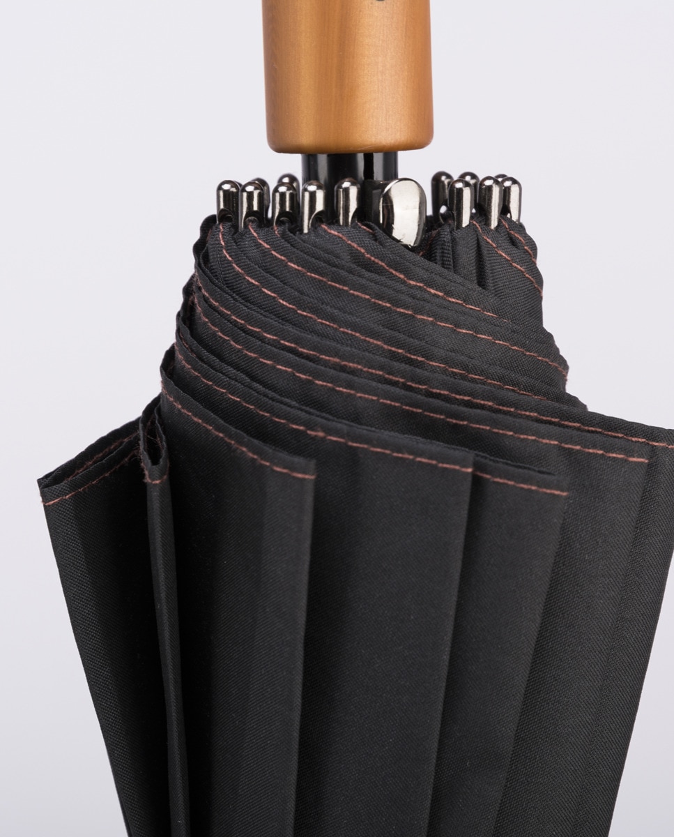 Guarda-chuva comprido automático de cor preta Preto-5