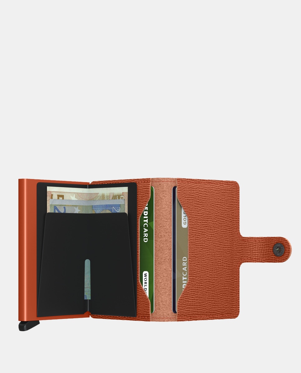 Carteira Antirroubo com Proteção RFID e em Pele Texturizada - Laranja Laranja-3